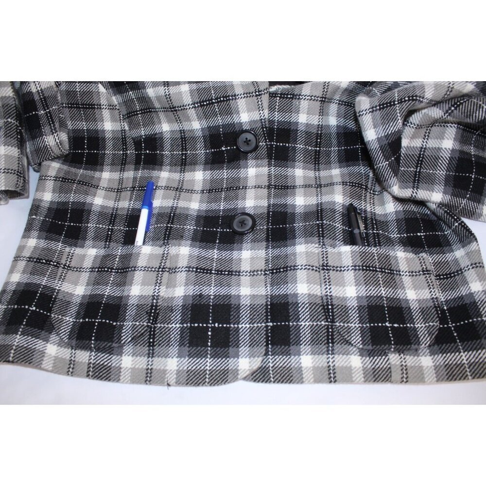 Briggs New York Plaid Blazer Women's 14 Black White Grey Lined Tailored Pockets‎ - Picture 8 of 14